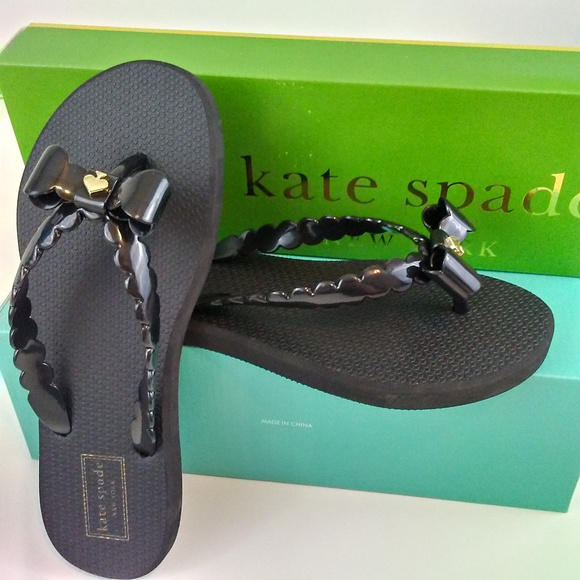 kate spade black bow flip flops